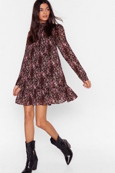 Smock Horror Floral Mini Dress