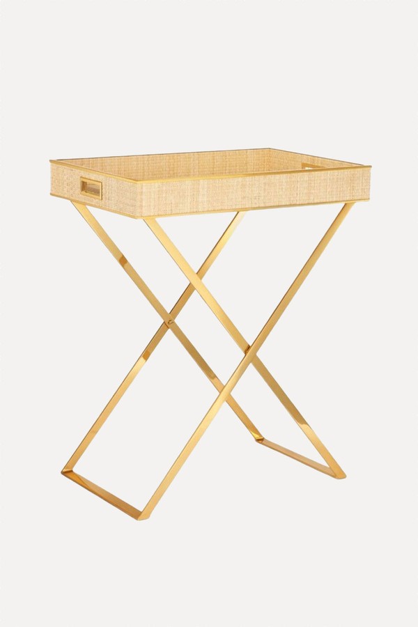 Colette Cane Butler Tray & Brass Stand Set from Aerin