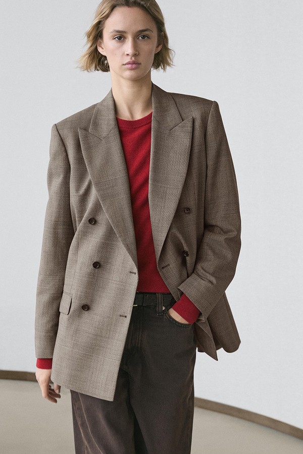 Check Wool Suit Blazer