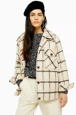 Cream Check Jacket from Topshop