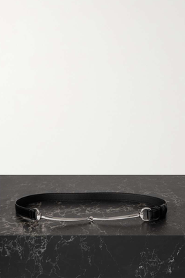Horsebit Embellished Glossed-Leather Belt from Gucci