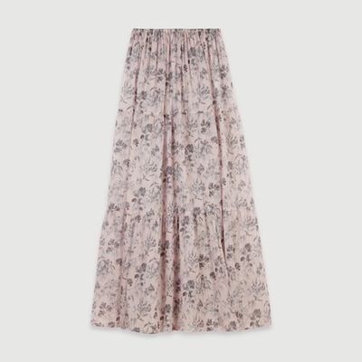 Long Floral-Print Cotton Voile Skirt from Maje
