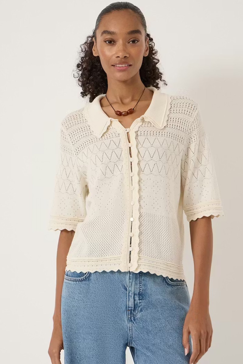 Pointelle Cotton Cardigan