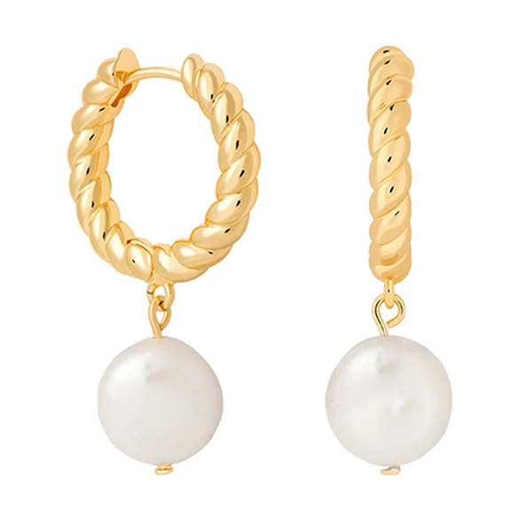 Rope and Pearl Pendant Hoops from Astrid & Miyu