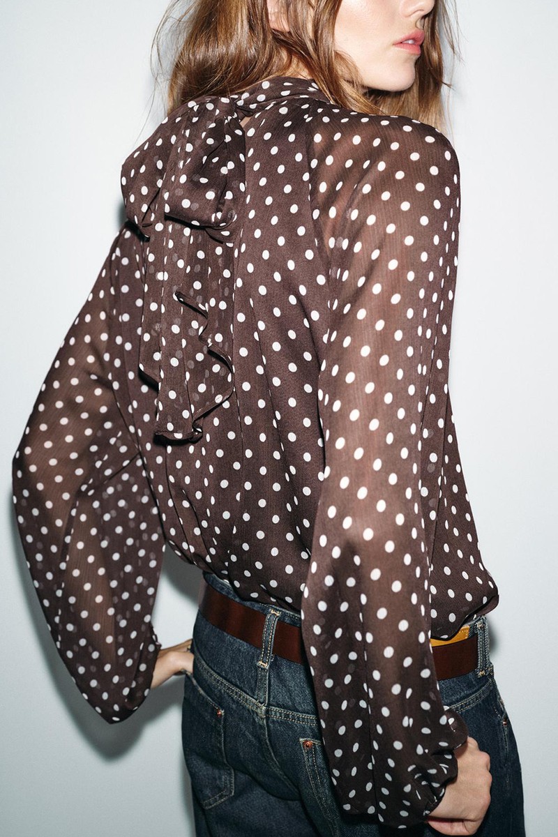 Polka Dot Blouse With Bow from Zara