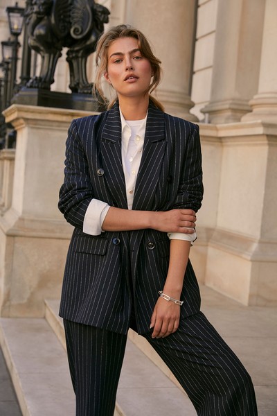 Navy Pinstripe Blazer