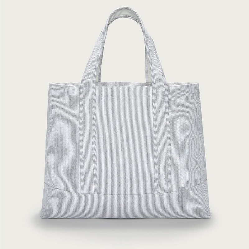 Canvas Fine-Stripe Shopper Bag