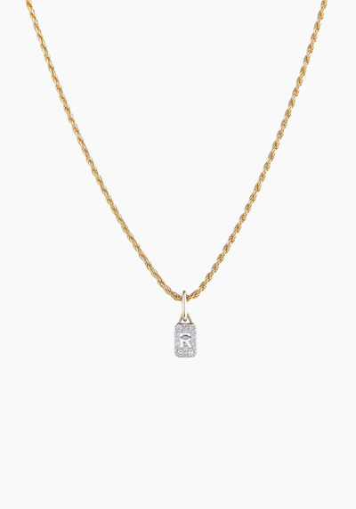 Tiny Diamond Alphabet Tag Pendant from Otiumberg