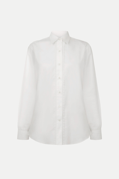 Lace Placket Shirt In White