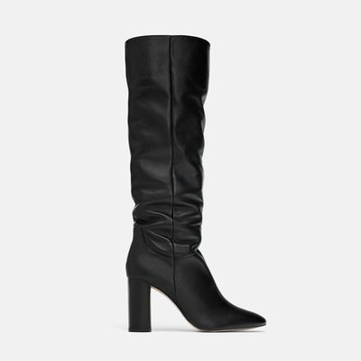 High-Heel Leather Boots from Zara