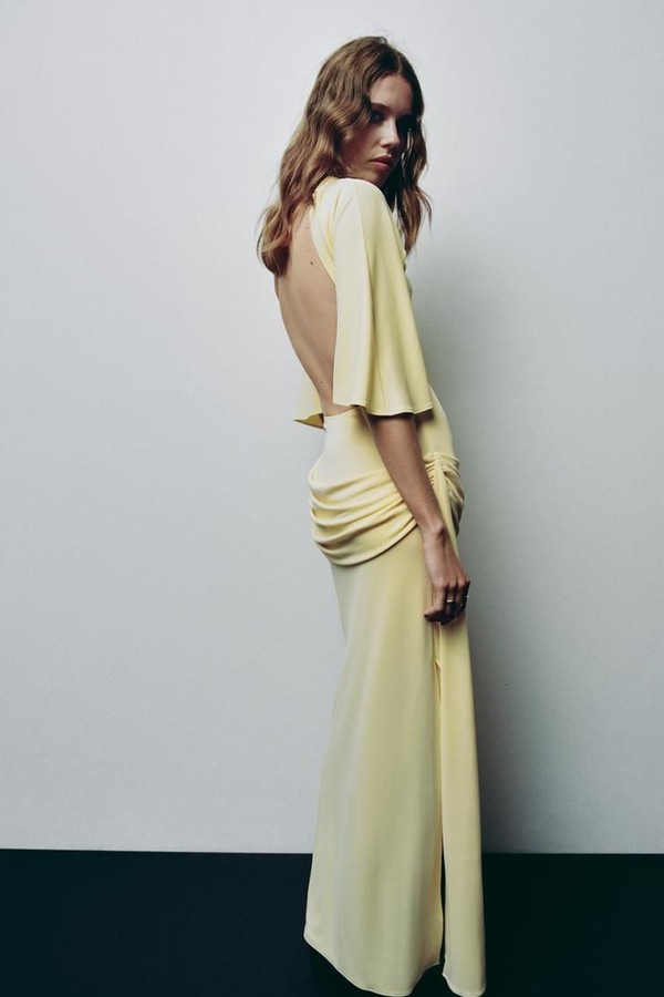 Open Back Cape Long Dress