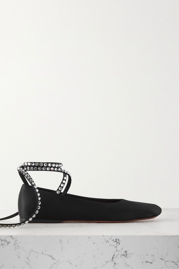 Ane Crystal-Embellished Satin Ballet Flats from Amina Muaddi