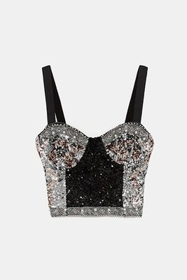 Cropped Top With Sequins from Zara