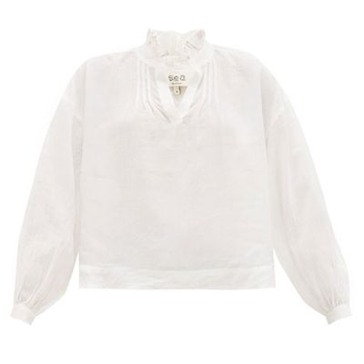 Lucy Ruffled Ramie Blouse from Sea