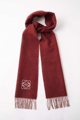 Anagram-Embroidered Wool-Blend Scarf from Loewe