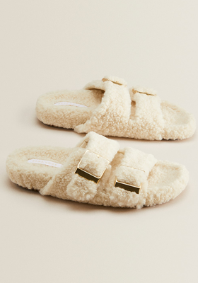 Two-Buckled Faux Fur Sandals from Zara Home