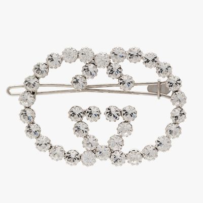 Silver Tone Crystal Embellished GG Hair Pin from Gucci