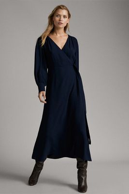 Navy Wrap Dress from Massimo Dutti