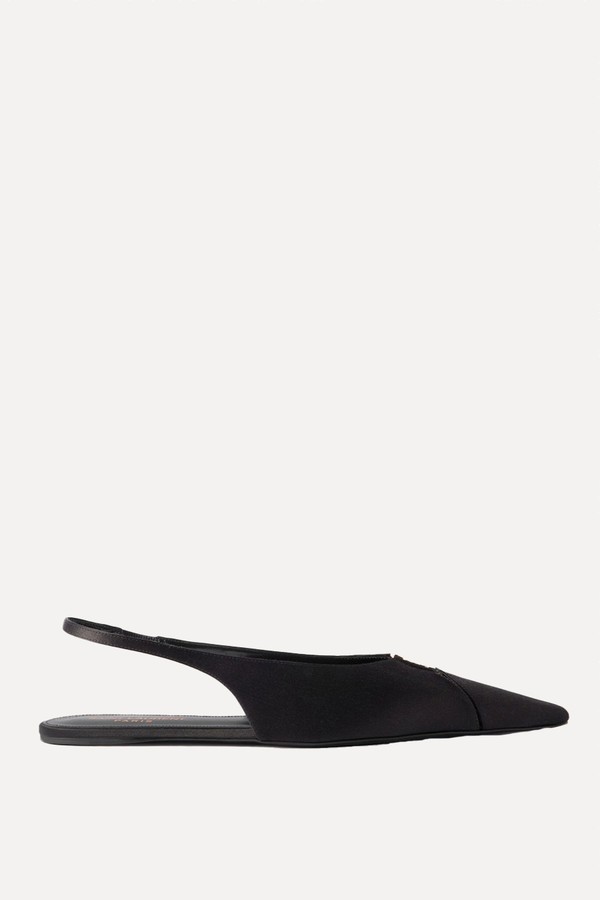 Babylone Embellished Crepe Point-Toe Slingback Flats, £730 | Saint Laurent 