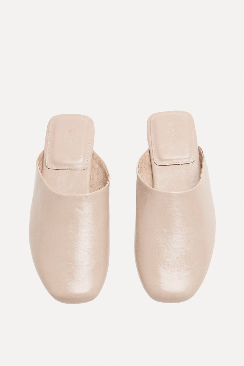 Slip On Flat Square Toe Mules