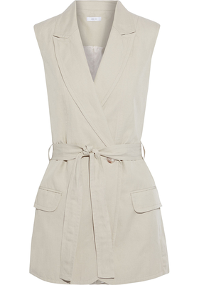 Brill Belted Tencel, Linen And Cotton-Blend Twill Vest