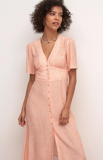 Ditsy Floral Button Through Midi Tea Dress