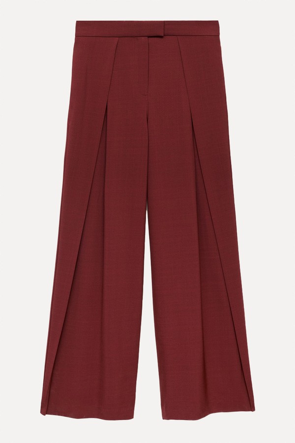 Wide-Leg Pleated Suit Trousers from Mango 