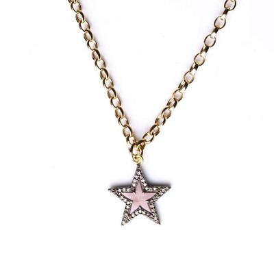 Diamond & Rose Quartz Chunky Star Necklace from Kirstie Le Marque