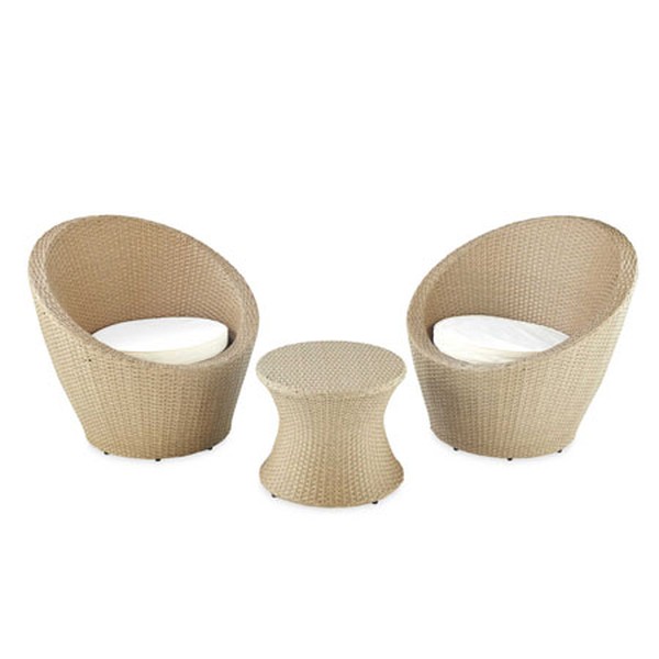 Beige Rattan Garden Bistro Set