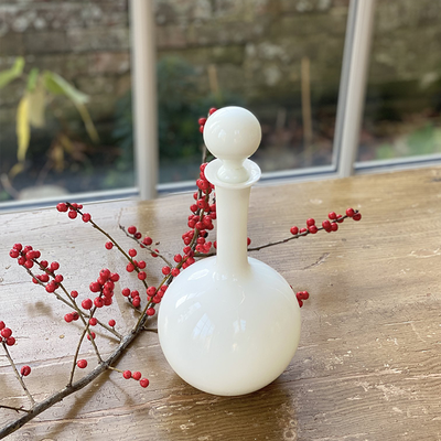 Vintage White Opaque Decanter With Stopper from Litten Tree Antiques