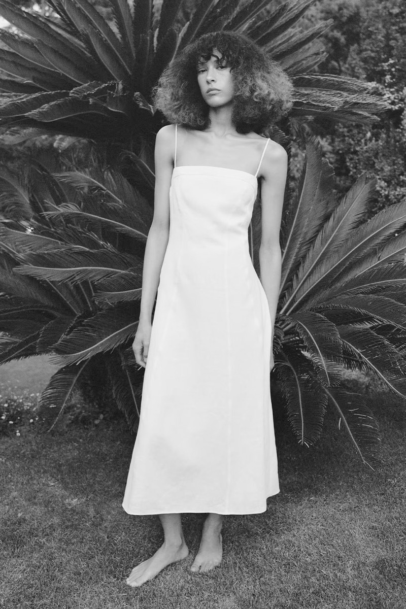 100% Linen Dress With Stitch Detailing from Mango
