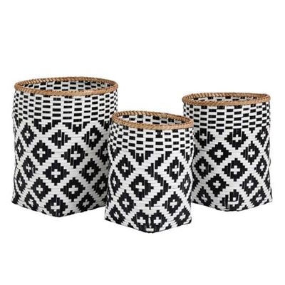 Black And White Square Bamboo Basket from Nordal