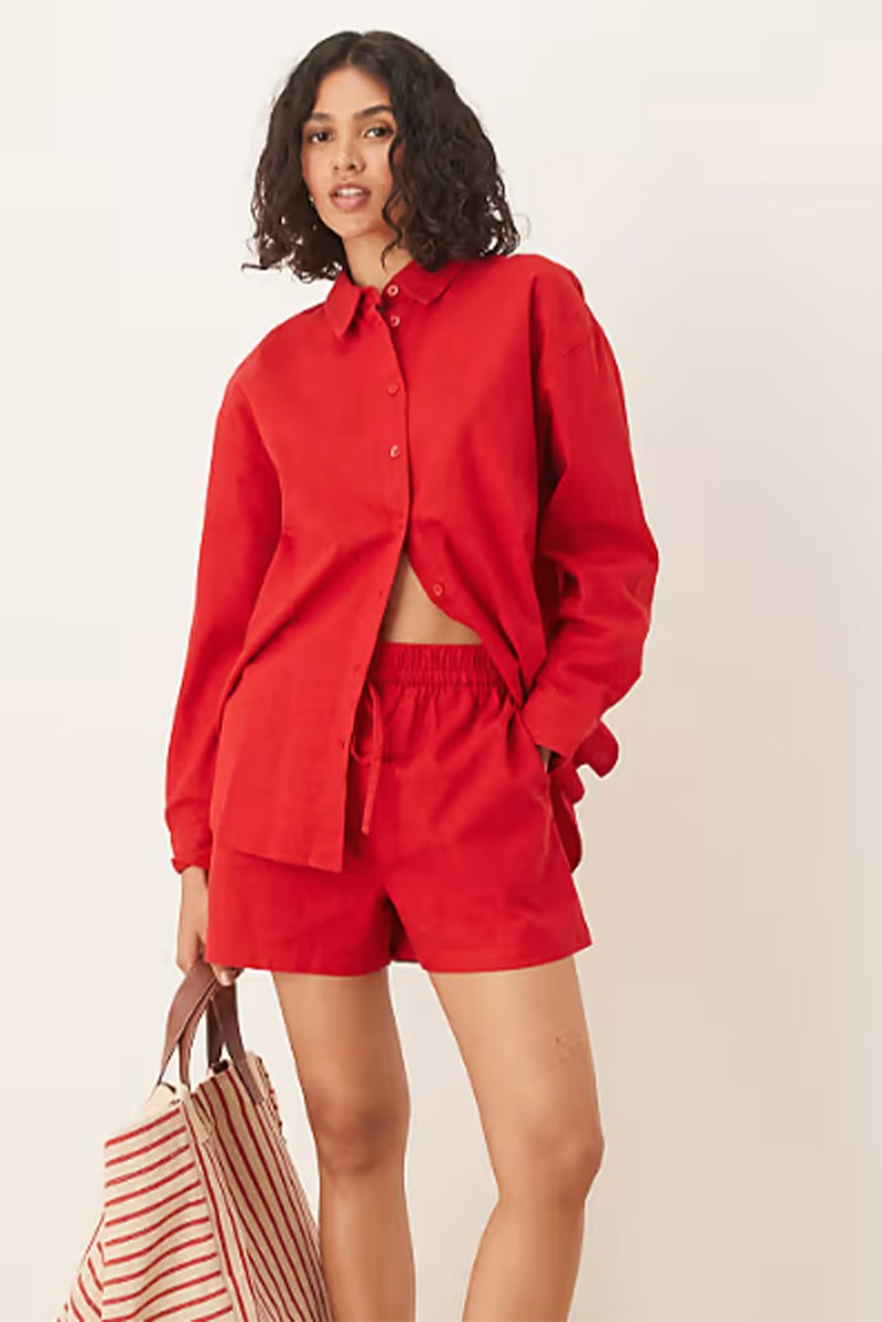 Oversized Linen Look Shirt & Shorts Co-Ord from ASOS DESIGN