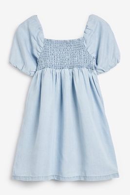 Puff Sleeve Shirred Dress from Next