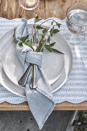 Soft Blue Fringed Napkins – Set of 4, £28