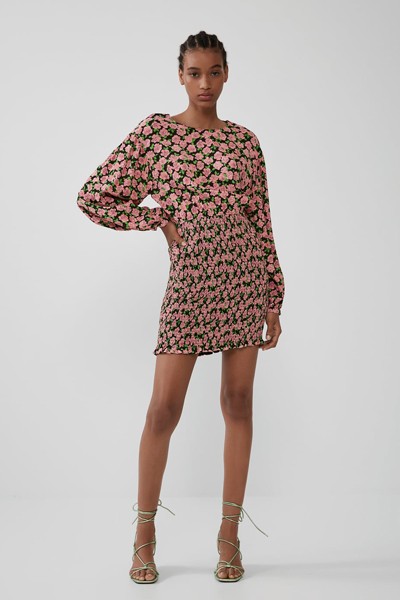 Printed Dress With Elastic Detail from Zara