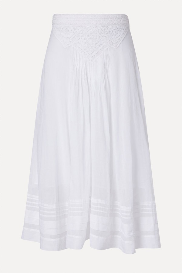Garliana Lace-Trimmed Cotton Midi Skirt from Marant Etoile