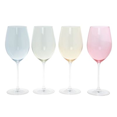 Multicoloured Fine Crystal Wine Glasses