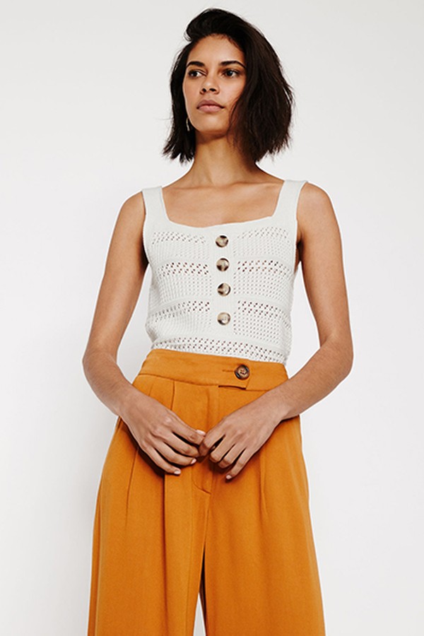 Crochet Button Vest Top from Warehouse