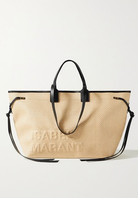 Wydra Leather-Trimmed Embossed Raffia Tote from Isabel Marant