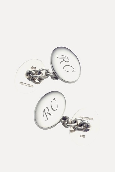 Double Domed Sterling Silver Cufflinks from Aspinal Of London 