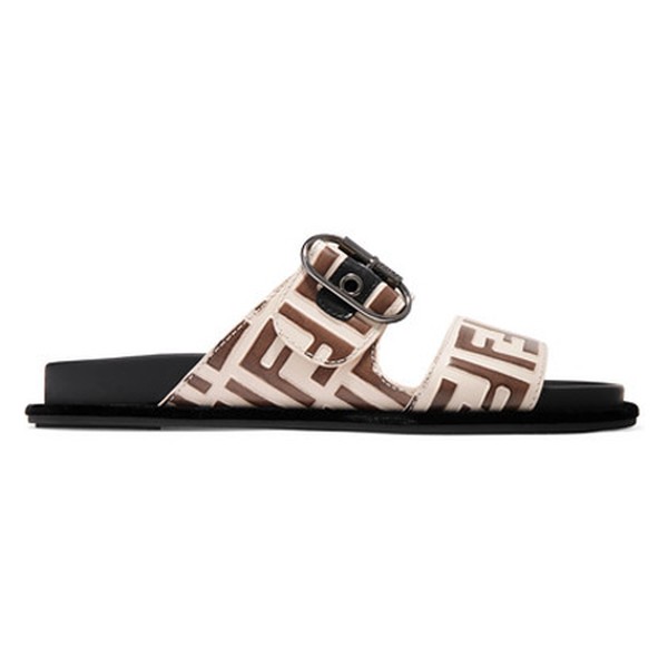 Logo-Print Leather & Rubber Slides from Fendi