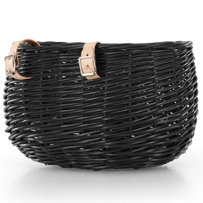 Oval Wicker Bike Basket In Black