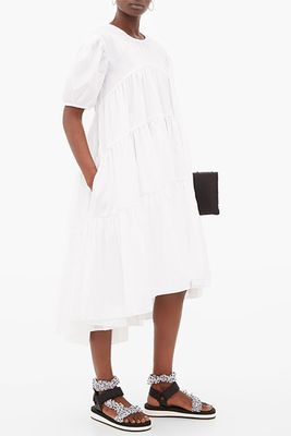 Esme Tie-Back Tiered Faille Midi Dress from Cecilie Bahnsen