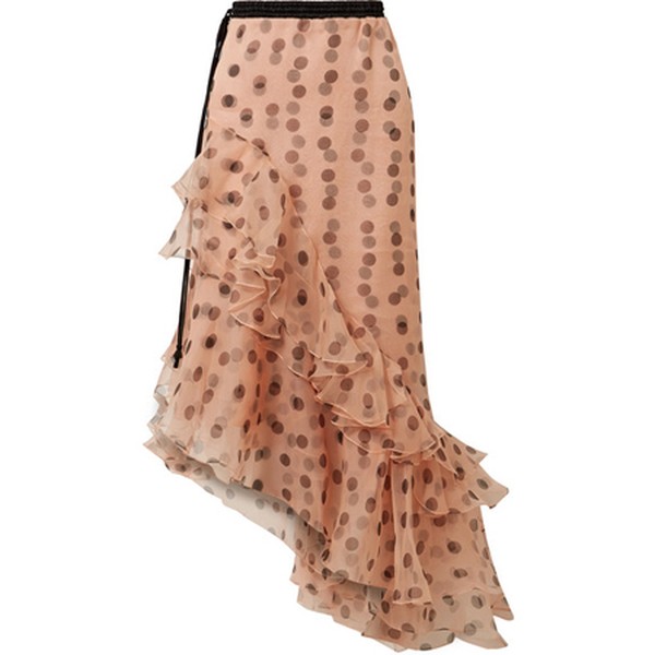 Walking Palm Ruffled Polka-Dot Skirt