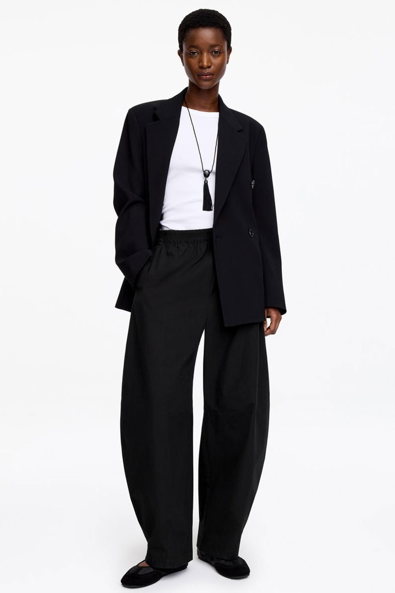 Barrel-Leg Cotton Trousers