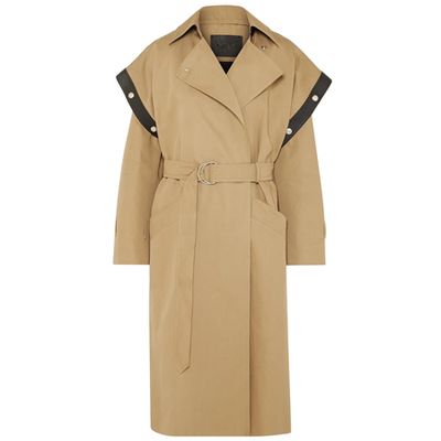 Belted Leather-Trimmed Cotton & Linen-Blend Trench Coat from Givenchy