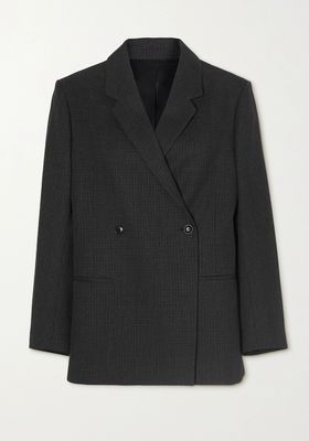 Loreo Double-Breasted Checked Wool-Tweed Blazer from Totême