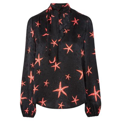 Moss Starfish Blouse In Black And Coral from Rixo