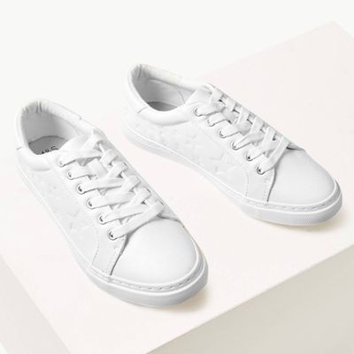 Lace-Up Star Embossed Trainers